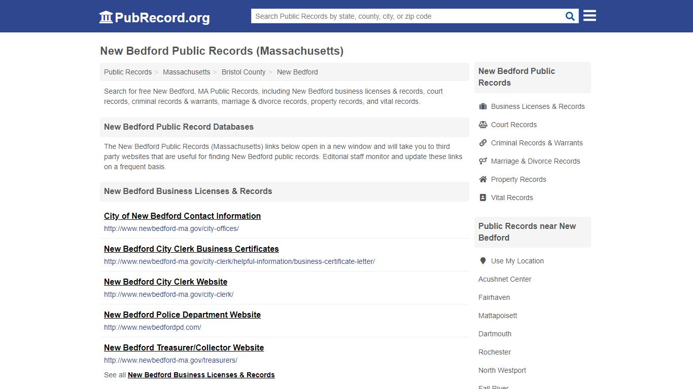 New Bedford Public Records (Massachusetts) - PubRecord.org